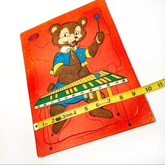 2 Built Rite Fuzzy, Furry Puzzles - Bunny/Bear, 1950’s Vintage - Picture 7 of 13